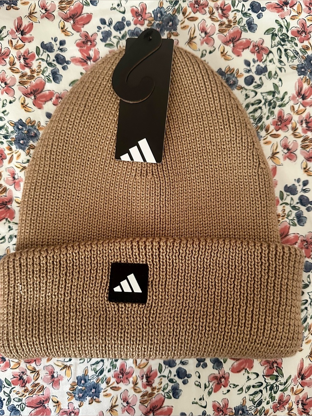 Mens Adidas Premium Cuff Fold Tan Beanie